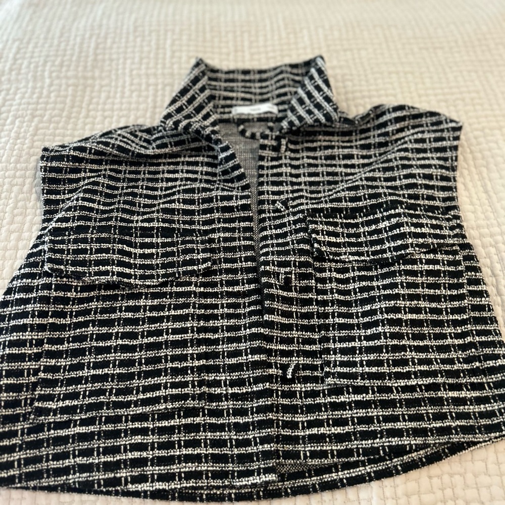 Mango Black and White Tweed style vest